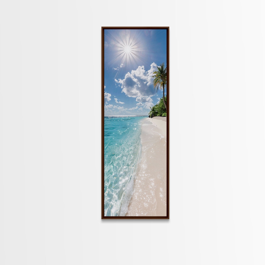 Tranquil Crystal Clear Ocean Water and Sky Landscape Photography, Stunning Framed Canvas Print for Beach Themed Wall Art Lovers