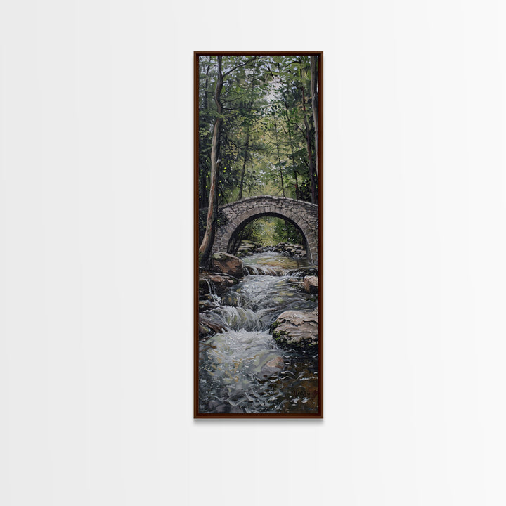 The Autumn Bridge, Framed Canvas print, New England Landscape Painting Print, Wall Art, Home Decor