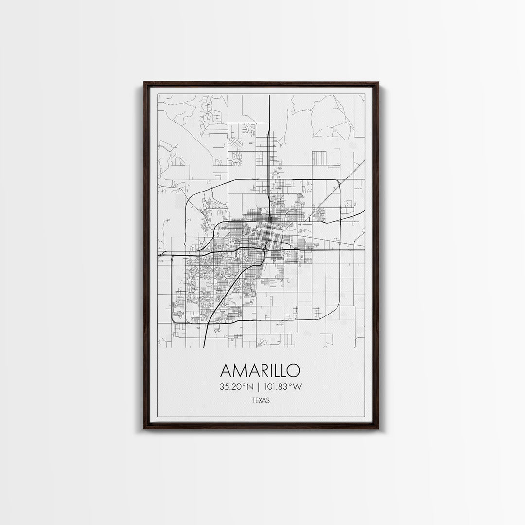 Amarillo Street Map, Texas Map, City Map Wall Decor, Travel Wall Art, Minimalist, Modern Art, Wall Art, Canvas Print, Canvas Wall Art