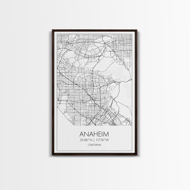 Anaheim Street Map, California Map, City Map Wall Decor, Travel Map, Minimalist, Modern Art, Wall Art, Canvas Print, Canvas Wall Art