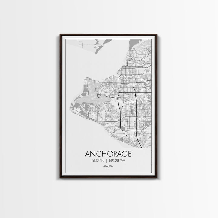 Anchorage Street Map, Alaska Map, Travel Wall Art, City Map Wall Art, Bedroom Art, Modern Art, Wall Art, Canvas Print, Canvas Wall Art