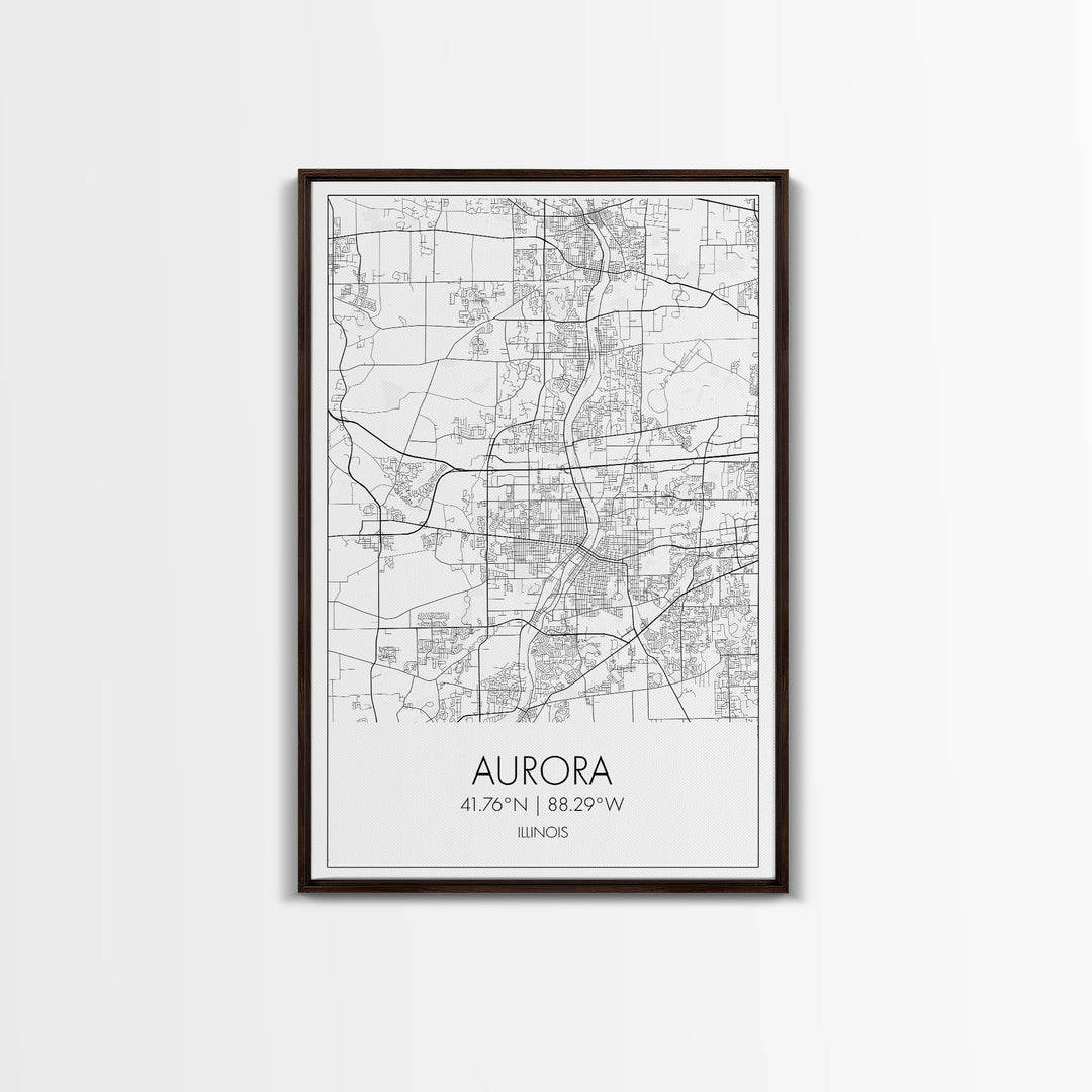 Aurora Street Map, Illinois Map, City Map Wall Art, Daughter Gift, Travel Map, Minimalist Art, Wall Art, Canvas Print, Canvas Wall Art