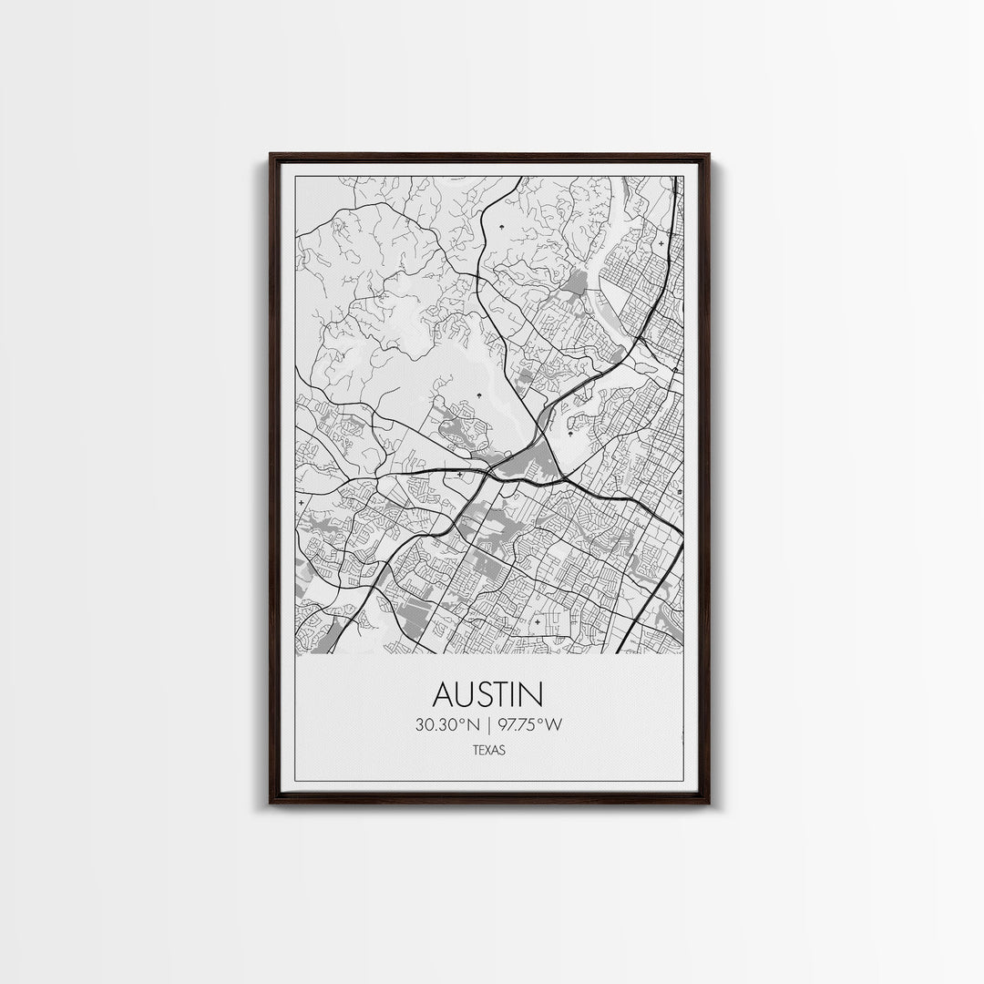 Austin Street Map, Texas Map, City Map Art, Office Wall Art, Travel Décor, Minimalist Art, Wall Art, Canvas Print, Canvas Wall Art