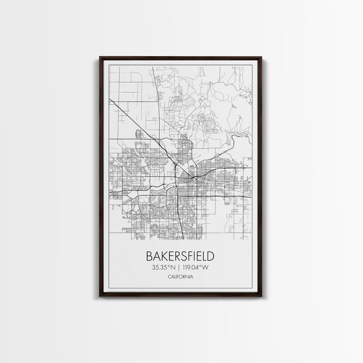 Bakersfield Street Map, California Map, City Wall Art, Home Wall Décor, Wife Gift, Minimalist Art, Wall Art, Canvas Print, Canvas Wall Art