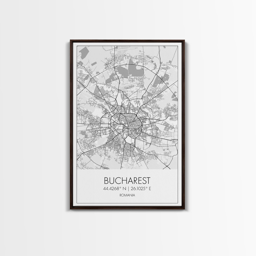 Bucharest Street Map, Romania Map, City Map Art, Modern Art, Wall Art, Canvas Print, Canvas Wall Art, Adventure Wall Art, Vacation Gift