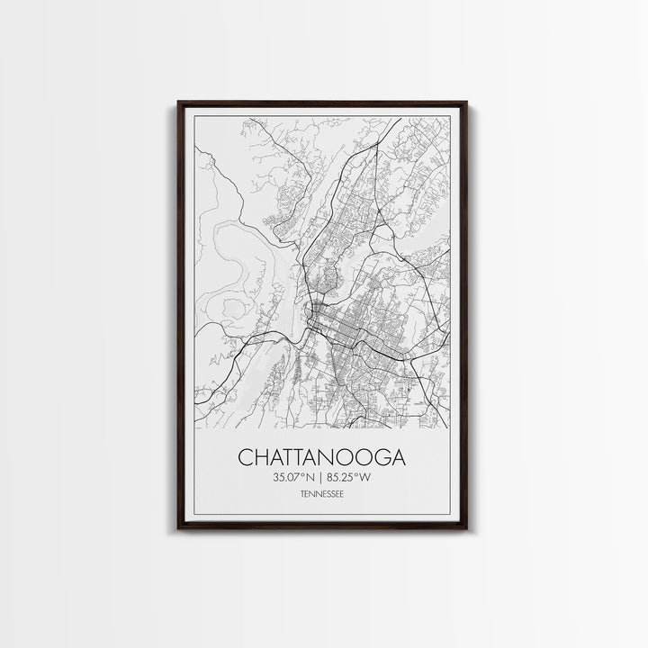 Chattanooga Street Map, Tennessee Map, City Map Art, Modern Art, Wall Art, Canvas Print, Canvas Wall Art, Office Wall Art, Travelling Gifts