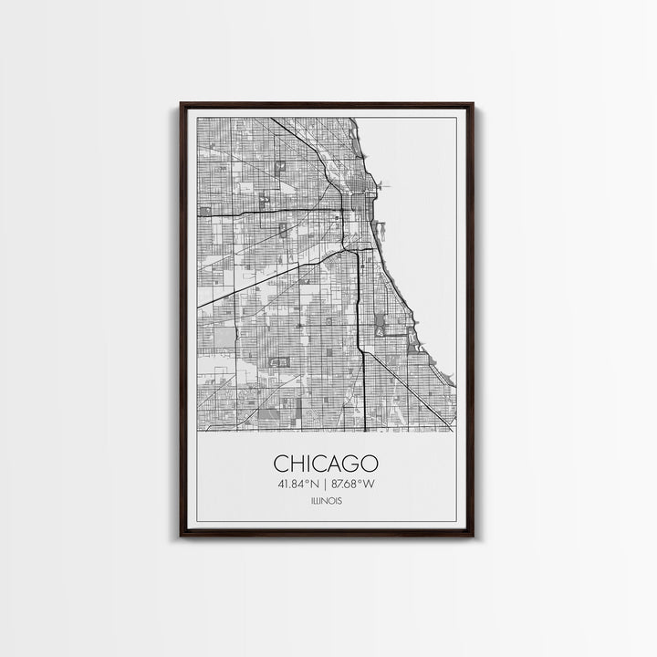 Chicago Street Map, Illinois Map, City Map Art, Modern Art, Wall Art, Canvas Print, Canvas Wall Art, Travel Wall Décor, Unique Wall Art