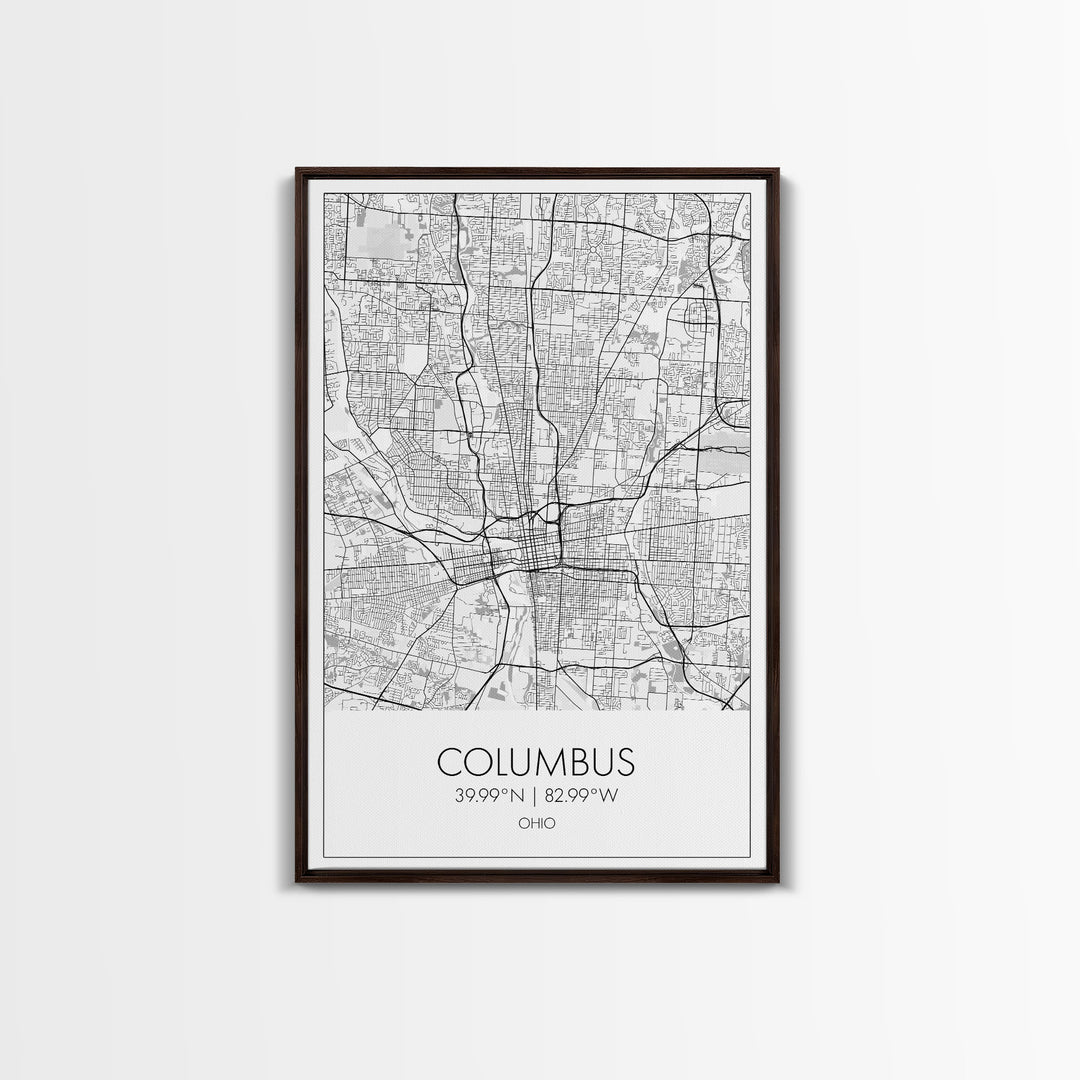 Columbus Street Map, Ohio Map, City Map Art, Minimalist Art, Wall Art, Canvas Print, Canvas Wall Art, Travel Decor, Office Wall Art