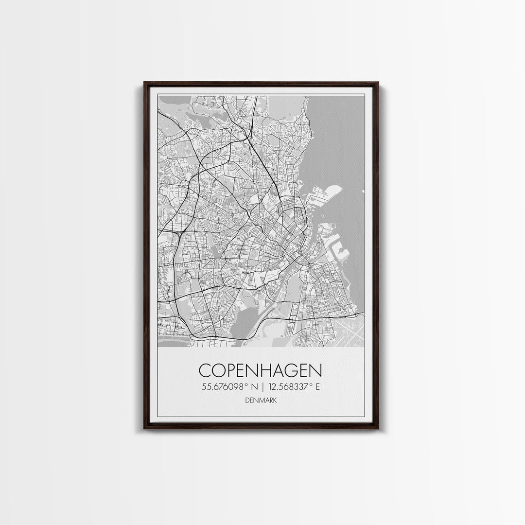 Copenhagen Street Map, Denmark Map, Europe City Map Art, Minimalist Art, Wall Art, Canvas Print, Travel Wall Art, Pilots Gift. Home Décor