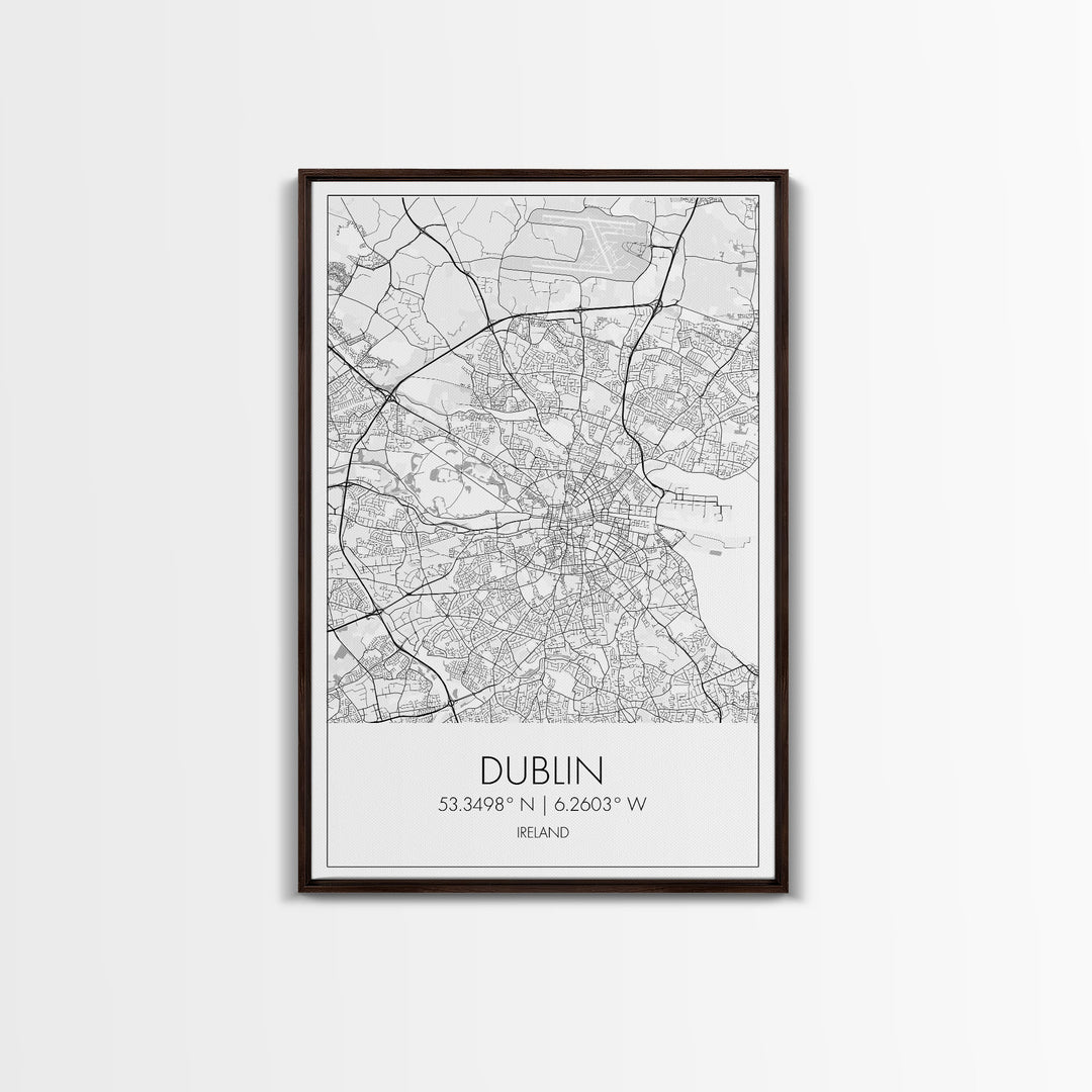 Dublin Street Map, Ireland Map, Europe City Map Art, Minimalist Art, Wall Art, Canvas Print, Pilot Gifts, Travel Wall Art, Above Bed Décor