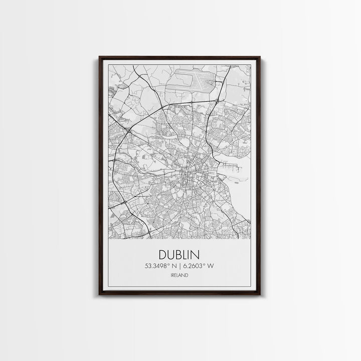 Dublin Street Map, Ireland Map, Europe City Map Art, Minimalist Art, Wall Art, Canvas Print, Pilot Gifts, Travel Wall Art, Above Bed Décor