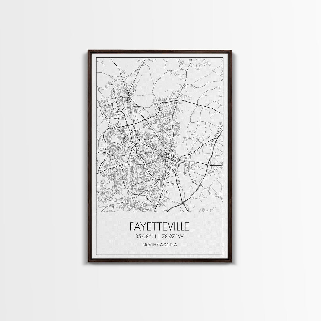 Fayetteville Street Map, North Carolina Map, City Map Art, Minimalist Art, Wall Art, Canvas Print, Travel Wall Print, Wanderlust Gift