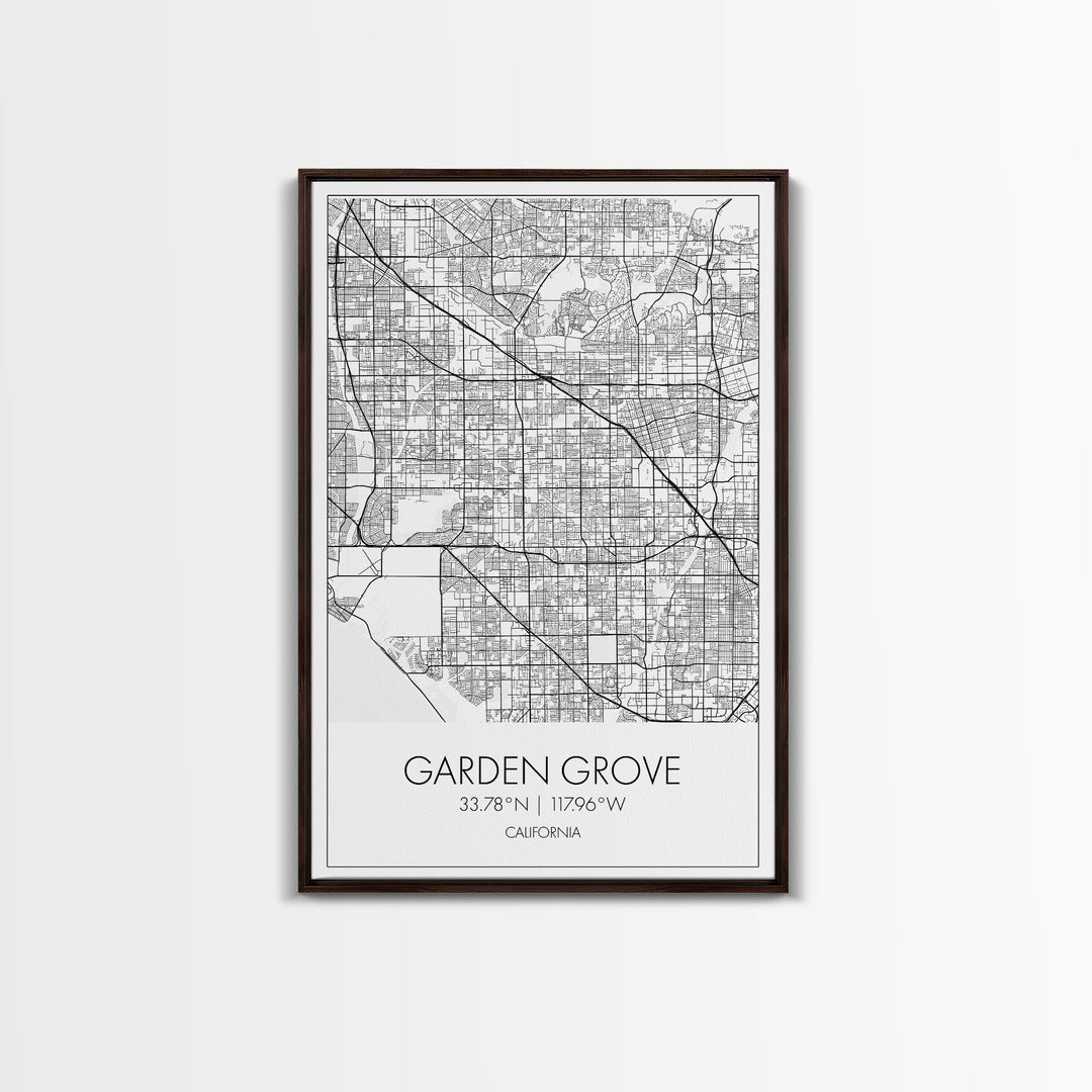 Garden Grove Street Map, California Map, City Map Art, Minimalist Art, Wall Art, Canvas Print, Black And White Map, Best Friend Gift