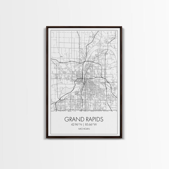 Grand Rapids Street Map, Michigan Map, City Map Art, Minimalist Art, Wall Art, Canvas Print, Black And White, Travel Art, Office Wall Art