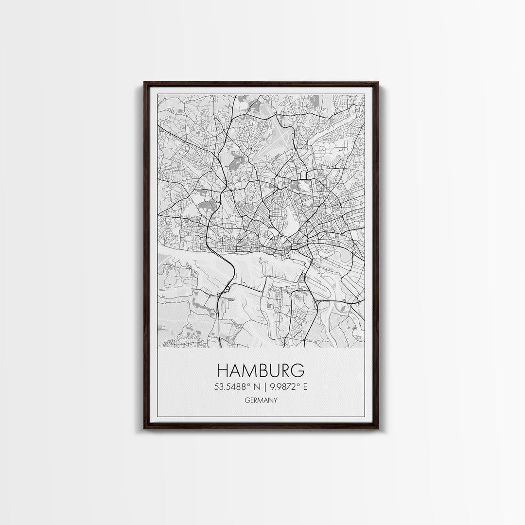 Hamburg Street Map, Germany Map, City Map Art, Minimalist Art, Wall Art, Canvas Print, Travel Wall Print, Gift For Traveler, Unique Art