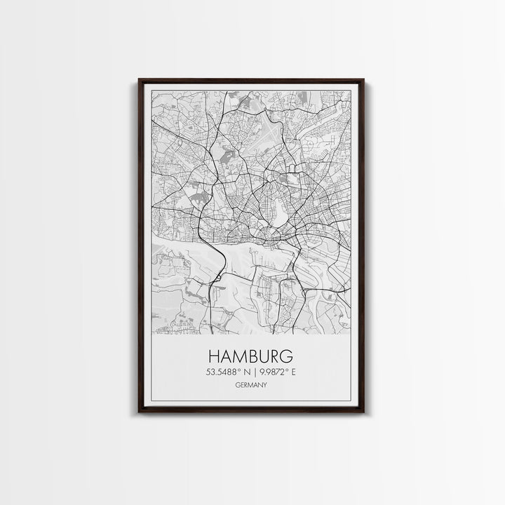 Hamburg Street Map, Germany Map, City Map Art, Minimalist Art, Wall Art, Canvas Print, Travel Wall Print, Gift For Traveler, Unique Art