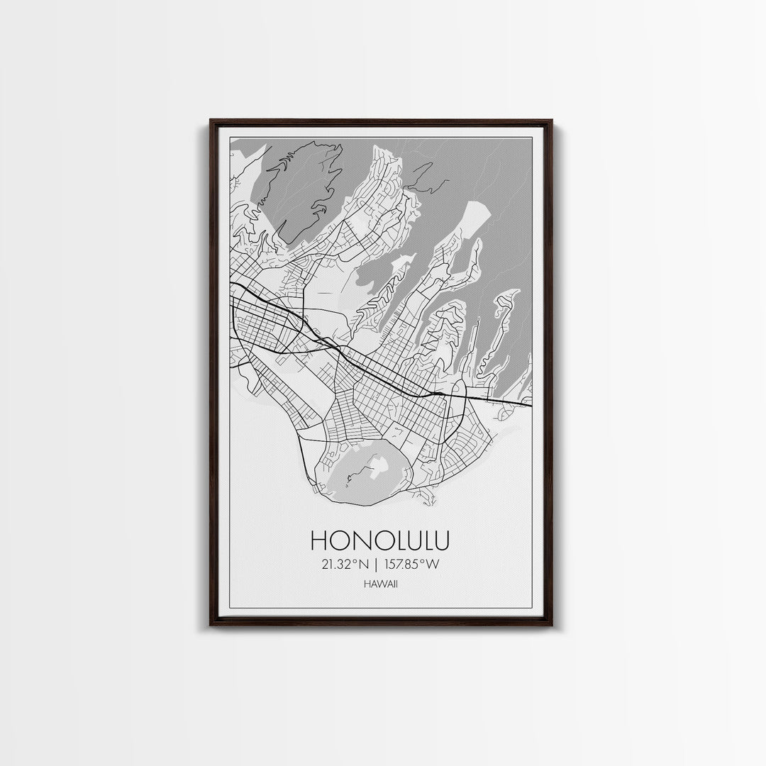 Honolulu Street Map, Hawaii Map, ity Map Art, Minimalist Art, Wall Art, Canvas Print, Living Room Art, Travel Wall Art, Anniversary Gift