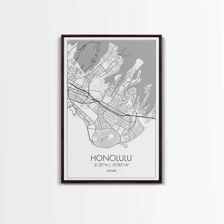 Honolulu Street Map, Hawaii Map, ity Map Art, Minimalist Art, Wall Art, Canvas Print, Living Room Art, Travel Wall Art, Anniversary Gift