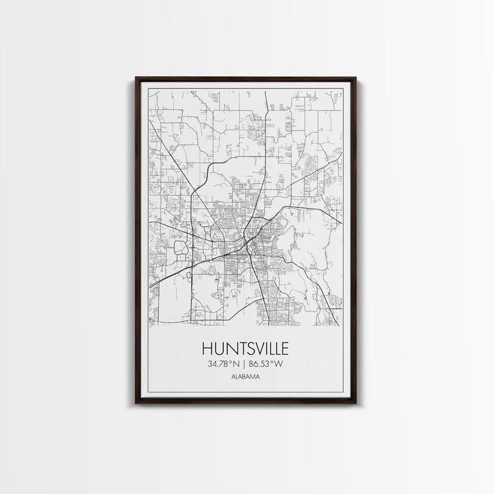 Huntsville Street Map, Alabama Map, City Map Art, Minimalist Art, Wall Art, Canvas Print, Travel Art, Gift For Dad, Unique Wall Art