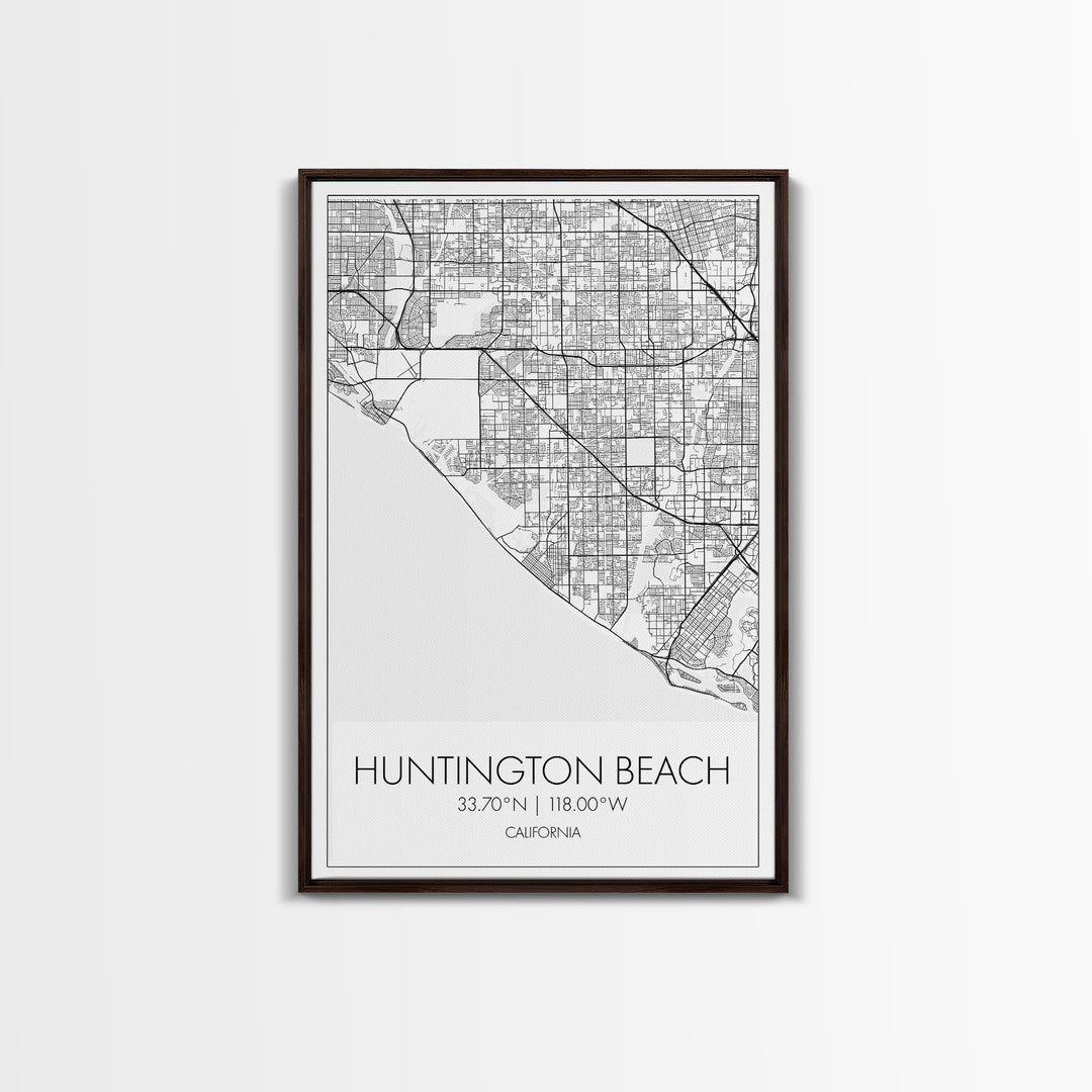 Huntington Beach Street Map, California Map, City Map Art, Minimalist Art, Wall Art, Canvas Print, Travel Print, Gift For Mom, Dorm Wall Art