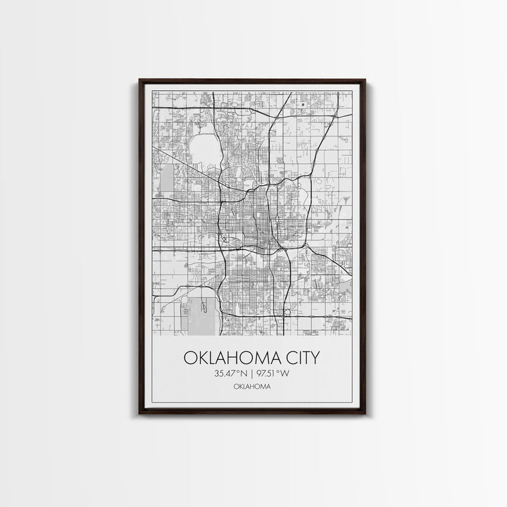 Oklahoma City Street Map, Oklahoma Map, City Map Art, Modern Art, Wall Art, Canvas Print, Bedroom Prints, Anniversary Gift, Travel Wall Art