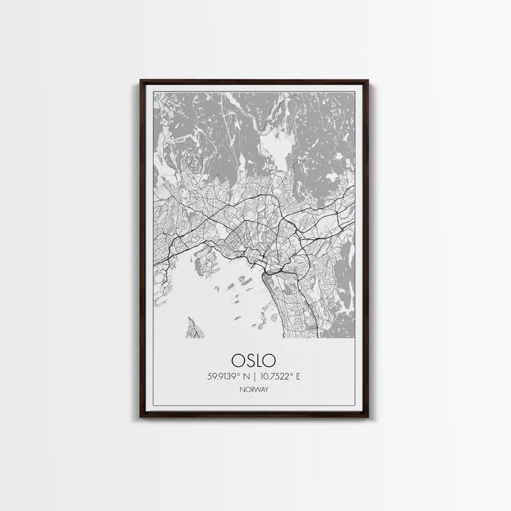 Oslo Street Map, Norway Map, Europe City Map Art, Modern Art, Wall Art, Canvas Print, Bedroom Art, Travelling Gifts, Travel Wall Décor