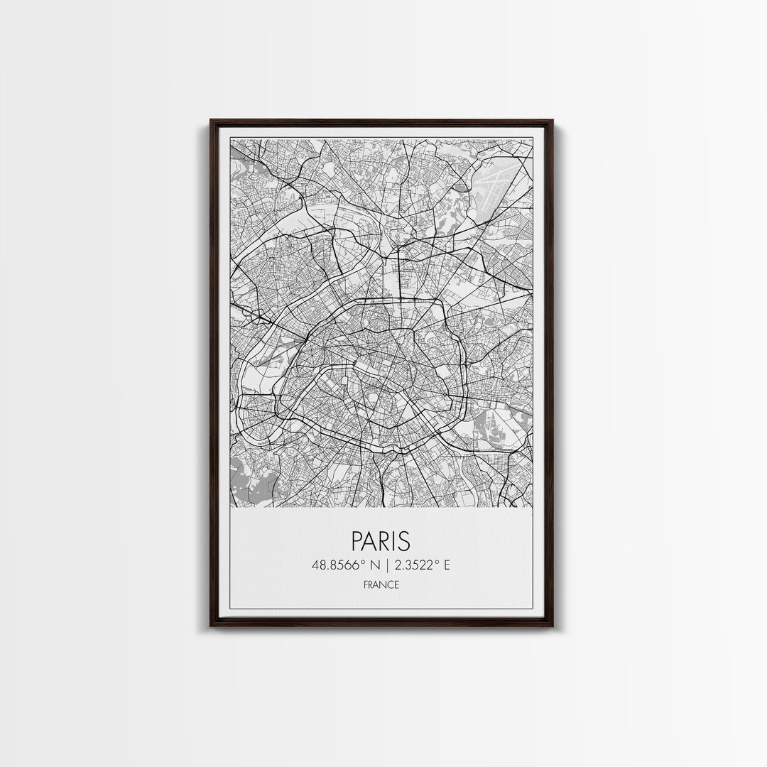 Paris Street Map, France Map, Europe City Map Art, Minimalist Art, Wall Art, Canvas Print, Bedroom Art, Gift For Traveler, Travel Wall Print