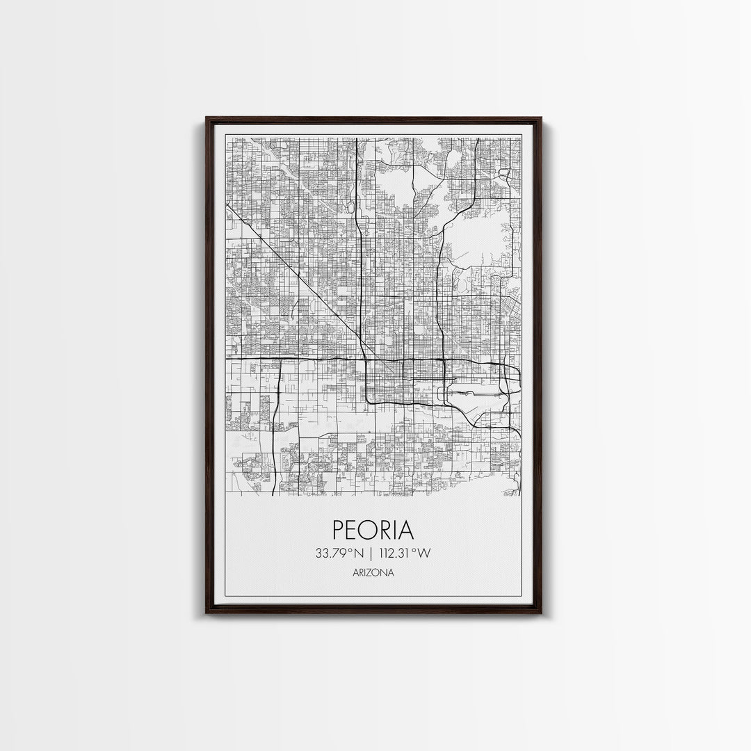 Peoria Street Map, Arizona Map, City Map Art, Minimalist Art, Wall Art, Canvas Print, Living Room Wall Art, Travel Gifts For Men, Travel Art