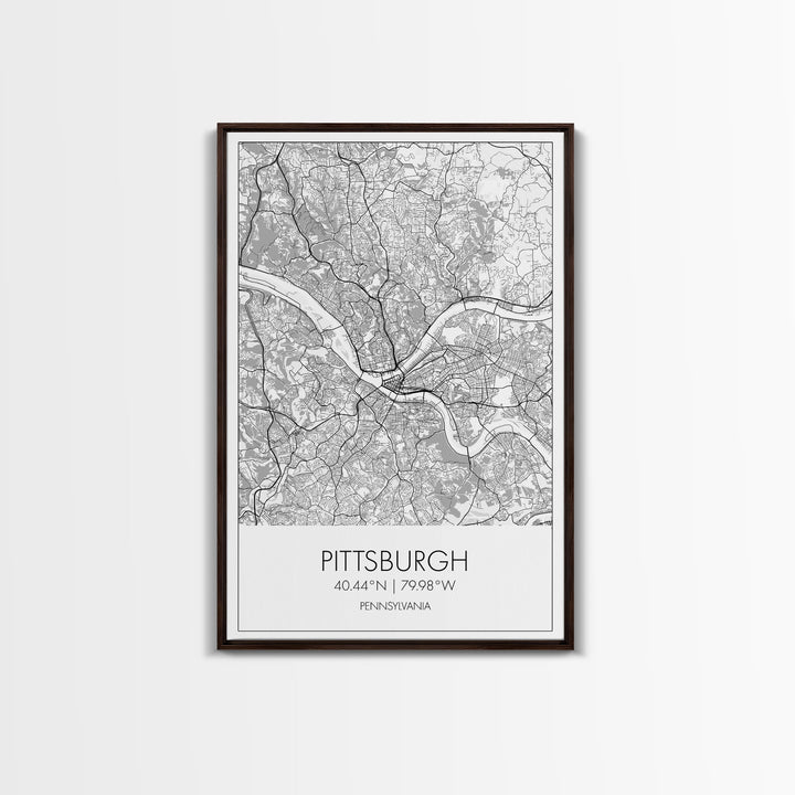 Pittsburgh Street Map, Pennsylvania Map, City Map Art, Minimalist Art, Wall Art, Canvas Print, Boys Room Wall Art, Aviation Gift, Travel Art