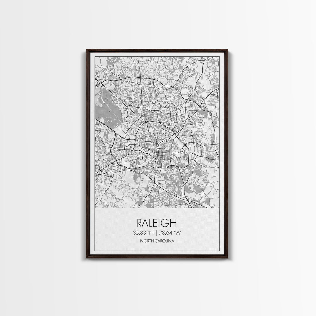 Raleigh Street Map, North Carolina Map, City Map Art, Minimalist Art, Wall Art, Canvas Print, Travel Lover Gift, Bedroom Wall Art