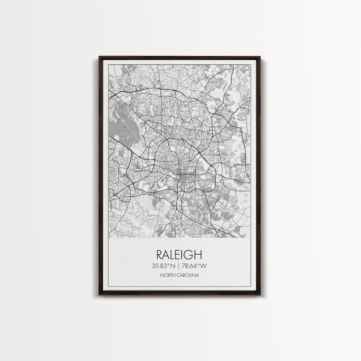 Raleigh Street Map, North Carolina Map, City Map Art, Minimalist Art, Wall Art, Canvas Print, Travel Lover Gift, Bedroom Wall Art