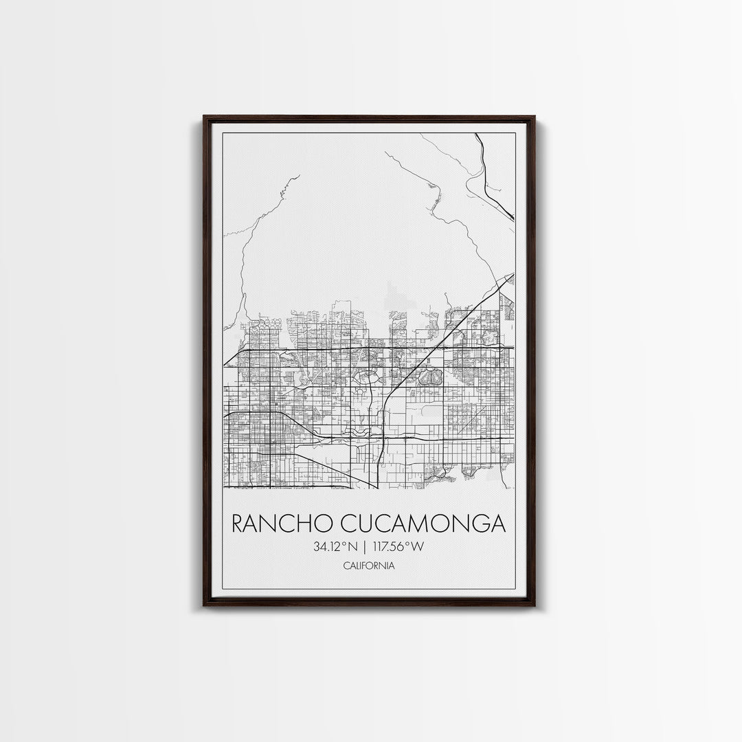 Rancho Cucamonga Street Map, California Map, City Map Art, Minimalist Art, Wall Art, Canvas Print, Office Wall Art, Bon Voyage Gift