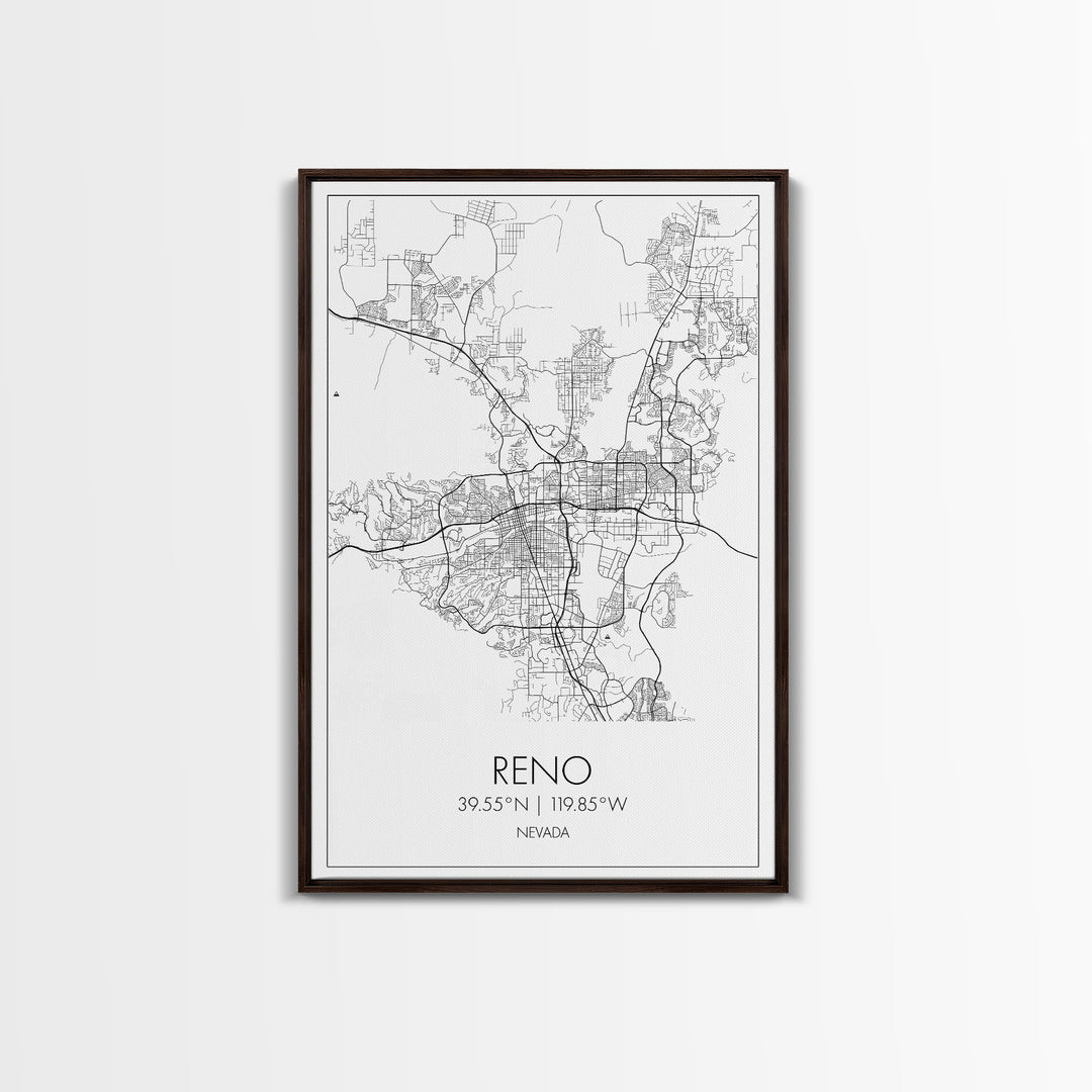 Reno Street Map, Nevada Map, City Map Art, Minimalist Art, Wall Art, Canvas Print, Girls Room Décor, Traveler Gift, Travel Art Print