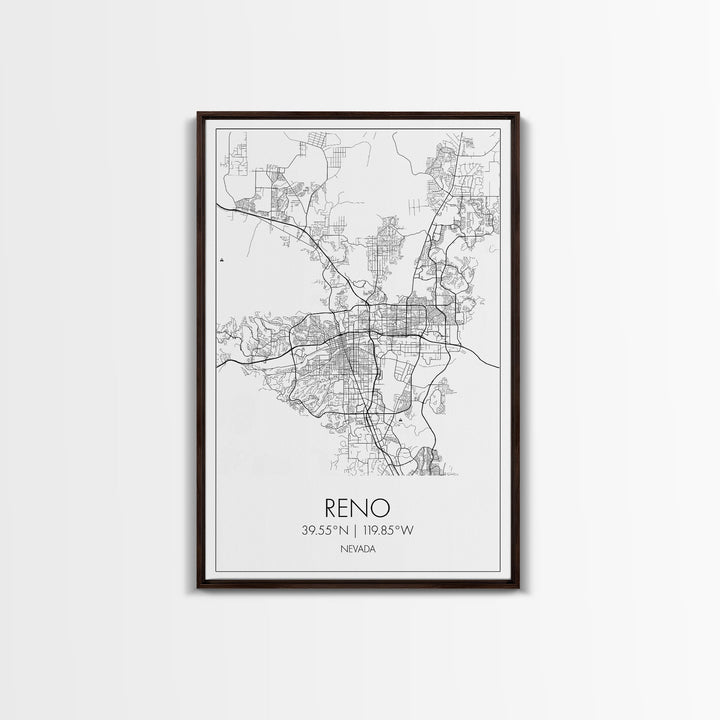 Reno Street Map, Nevada Map, City Map Art, Minimalist Art, Wall Art, Canvas Print, Girls Room Décor, Traveler Gift, Travel Art Print