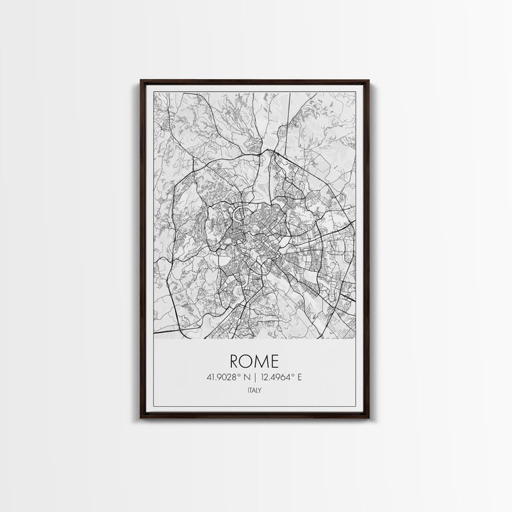 Rome Street Map, Italy Map, Europe City Map Art, Minimalist Art, Wall Art, Canvas Print, Girl Room Décor, Housewarming Gift, Travel Wall Art