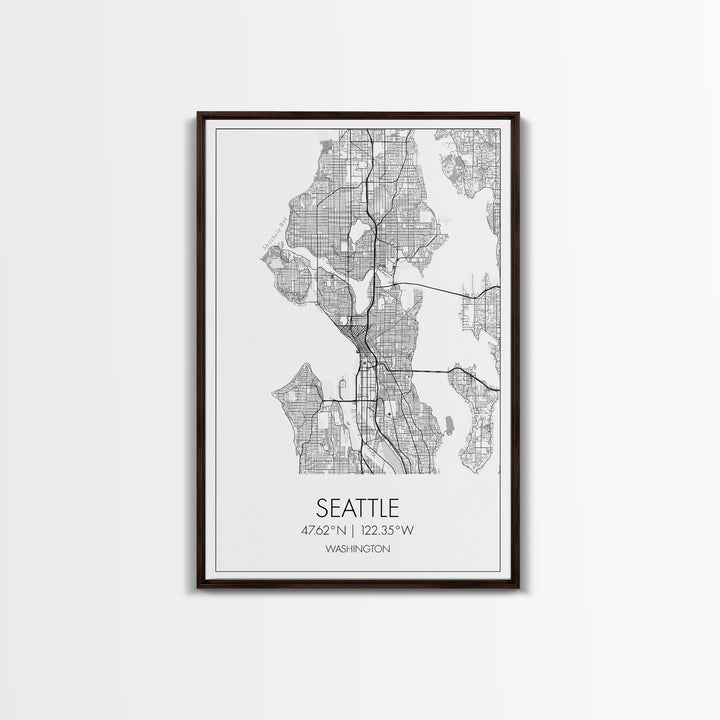 Seattle Street Map, Washington Map, City Map Print, Minimalist Art, Wall Art, Canvas Print, Unique Wall Décor, Anniversary Gift, Travel Art