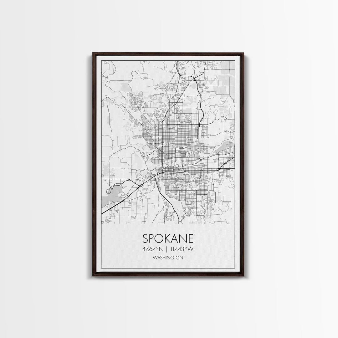 Spokane Street Map, Washington Map, City Map Print, Minimalist Art, Wall Art, Canvas Print, Living Room Wall Art, Pilot Gifts, Travel Décor