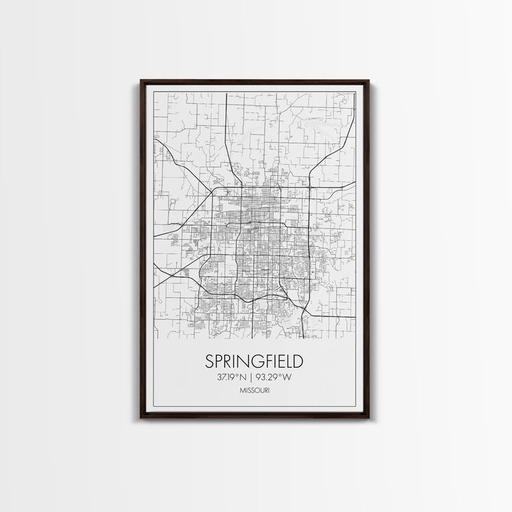 Springfield Street Map, Missouri Map, City Map Print, Modern Wall Art, Wall Art, Canvas Print, Bedroom Wall Décor, Gifts For Couple