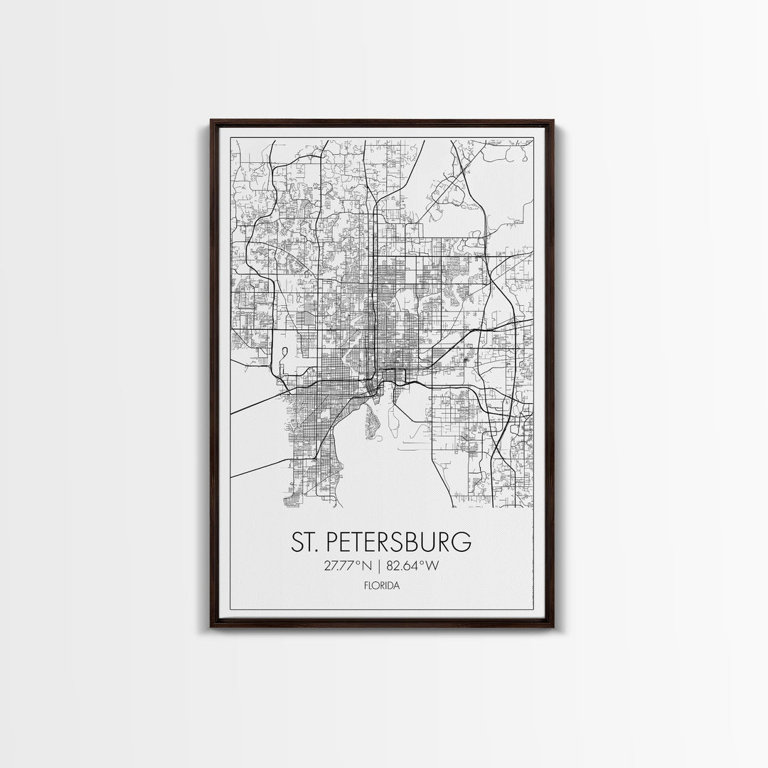 St Petersburg Street Map, Florida Map, City Map Print, Modern Wall Art, Wall Art, Canvas Print, Office Wall Art, Bon Voyage Gift, Travel Art