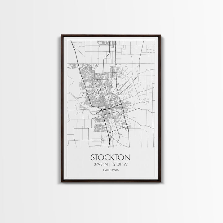 Stockton Street Map, California Map, City Map Print, Modern Wall Art, Wall Art, Canvas Print, Boyfriend Gift, Travel Wall Décor, Art Print