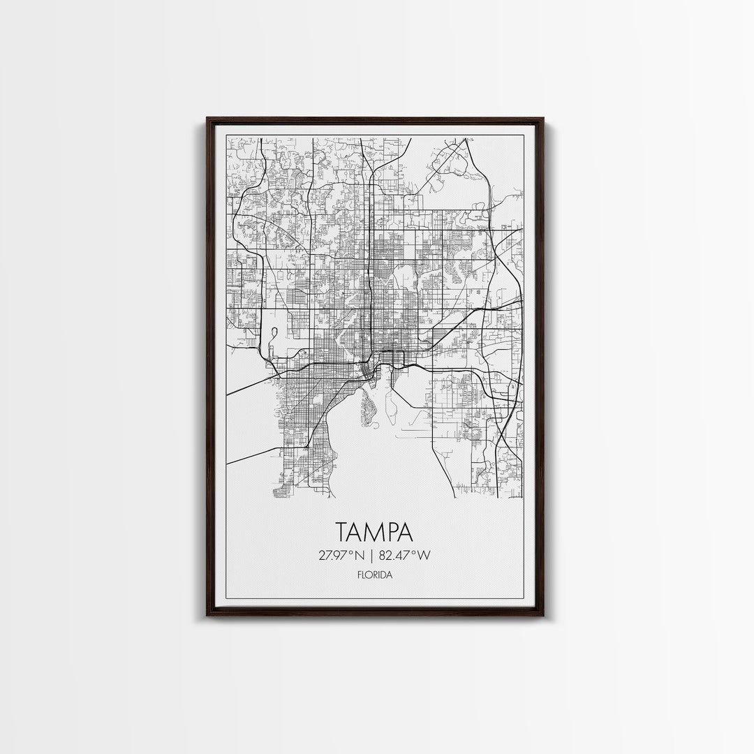 Tampa Street Map, Florida Map, City Map Print, Modern Wall Art, Wall Art, Canvas Print, Gift For Mom, Travel Wall Decor, Farmhouse Wall Art