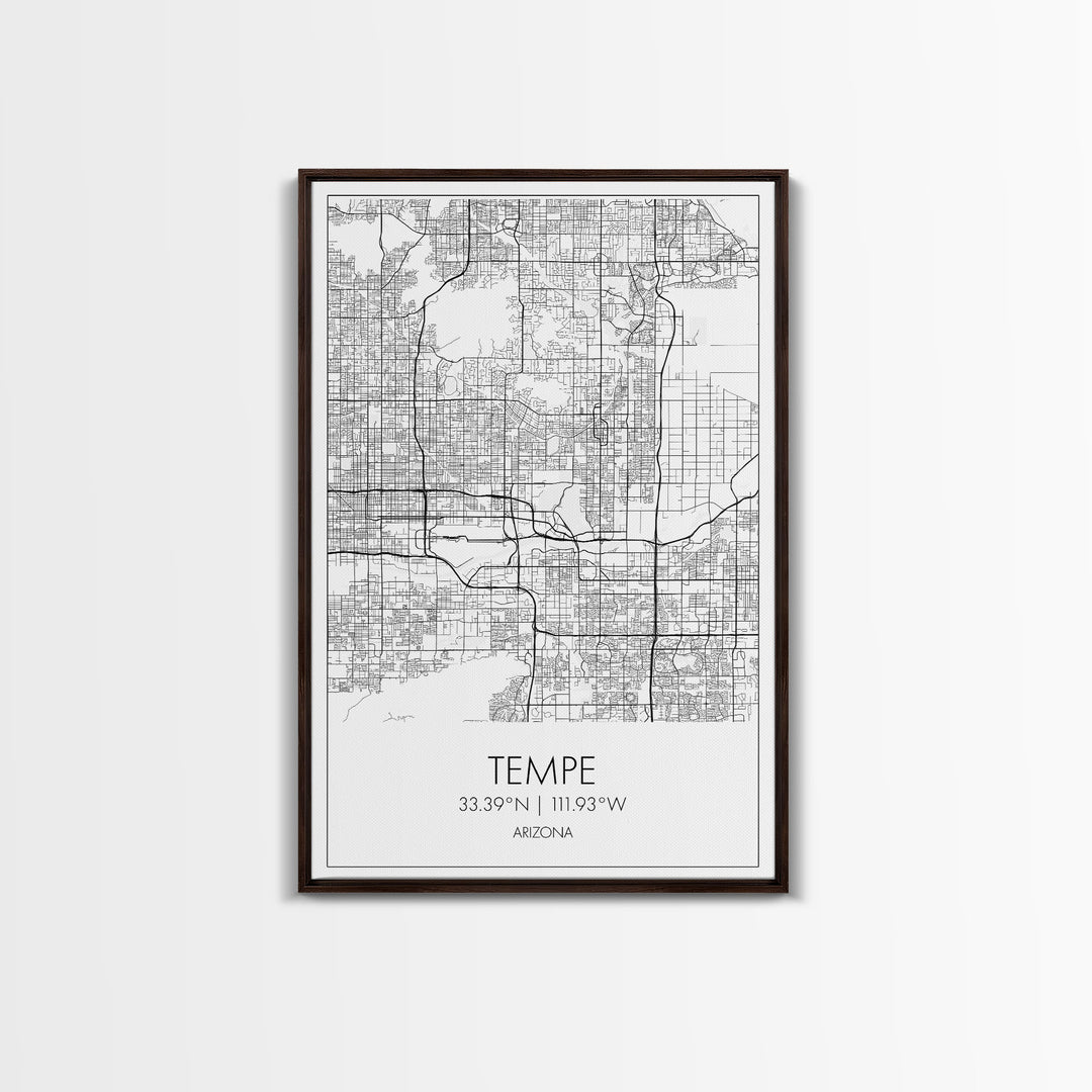 Tempe Street Map, Arizona Map, City Map Print, Modern Wall Art, Wall Art, Canvas Print, Birthday Gifts, Game Room Décor, Travel Wall Art