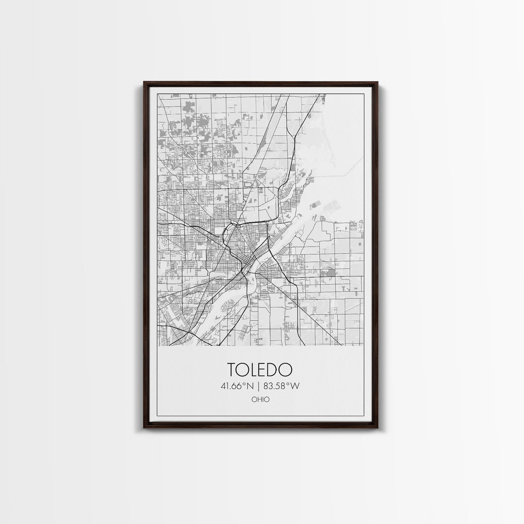 Toledo Street Map, Ohio Map, City Map Print, Modern Wall Art, Wall Art, Canvas Print, Unique Wall Décor, Graduation Gift, Travel Wall Art