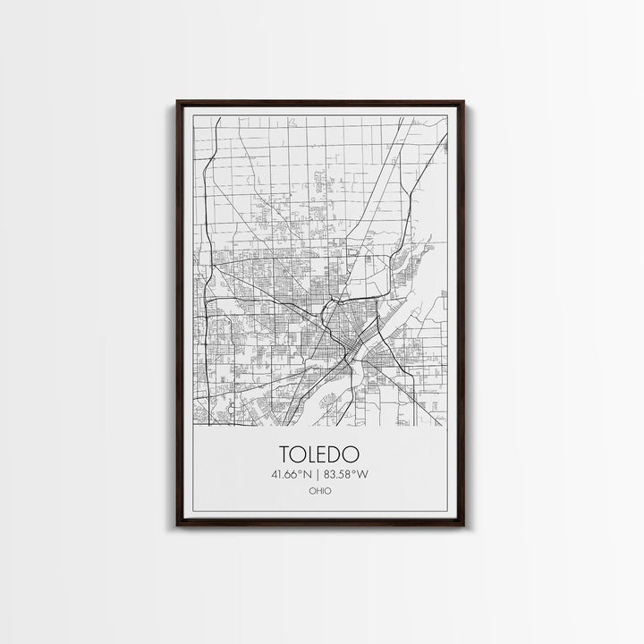 Toledo Street Map, Ohio Map, City Map Print, Modern Wall Art, Wall Art, Canvas Print, Friendship Gift, Wall Decoration, Travel Wall Art