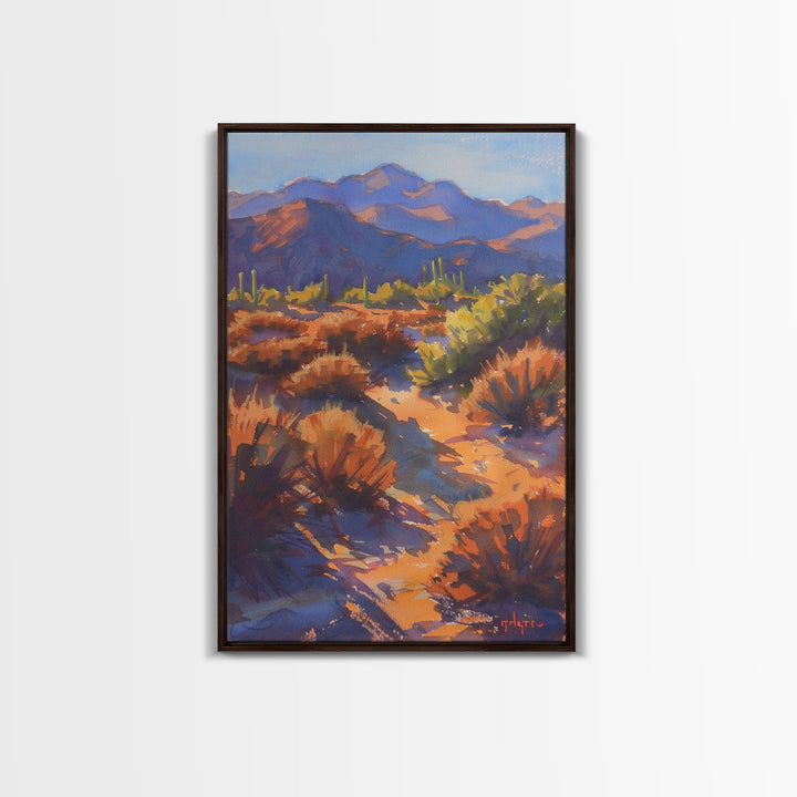 Vibrant Desert Landscape with Mountains, Stunning Wall Art for Living Room or Bedroom, Framed Canvas Print for Home Decor