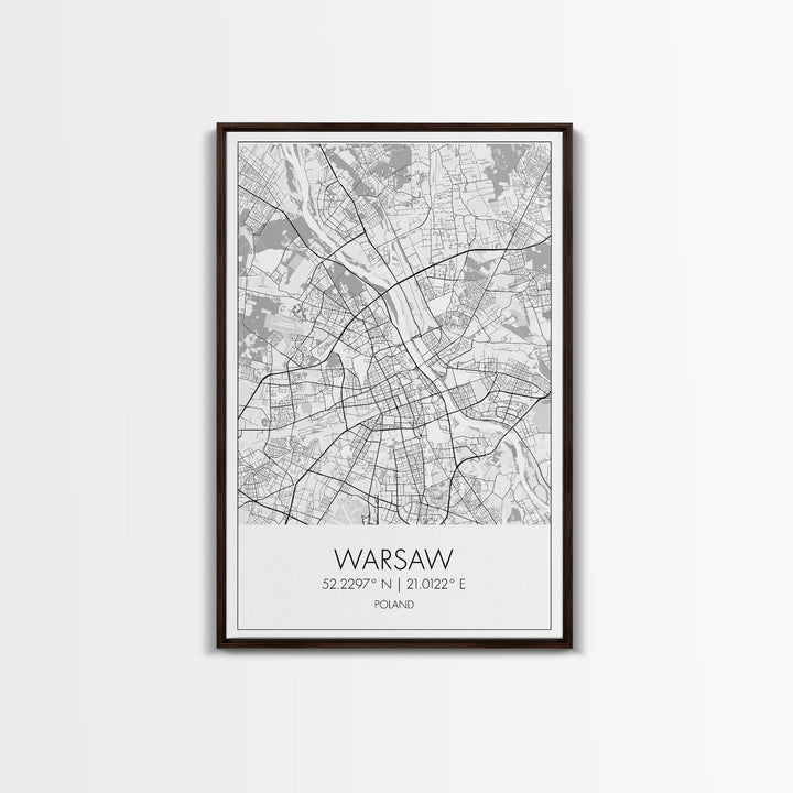 Warsaw Street Map, Poland Map, Europe City Map Print, Minimalist Art, Wall Art, Canvas Print, Living Room Wall Art, Friends Gift, Travel Art