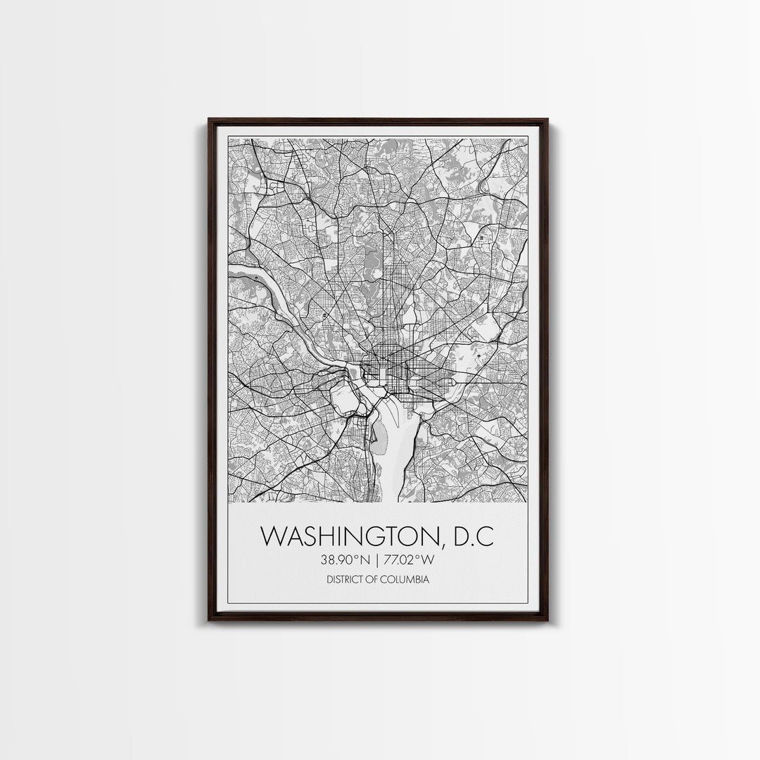 Washington DC Street Map, District Of Columbia Map, City Map Print, Minimalist Art, Wall Art, Canvas Print, Best Friend Gifts, Travel Art