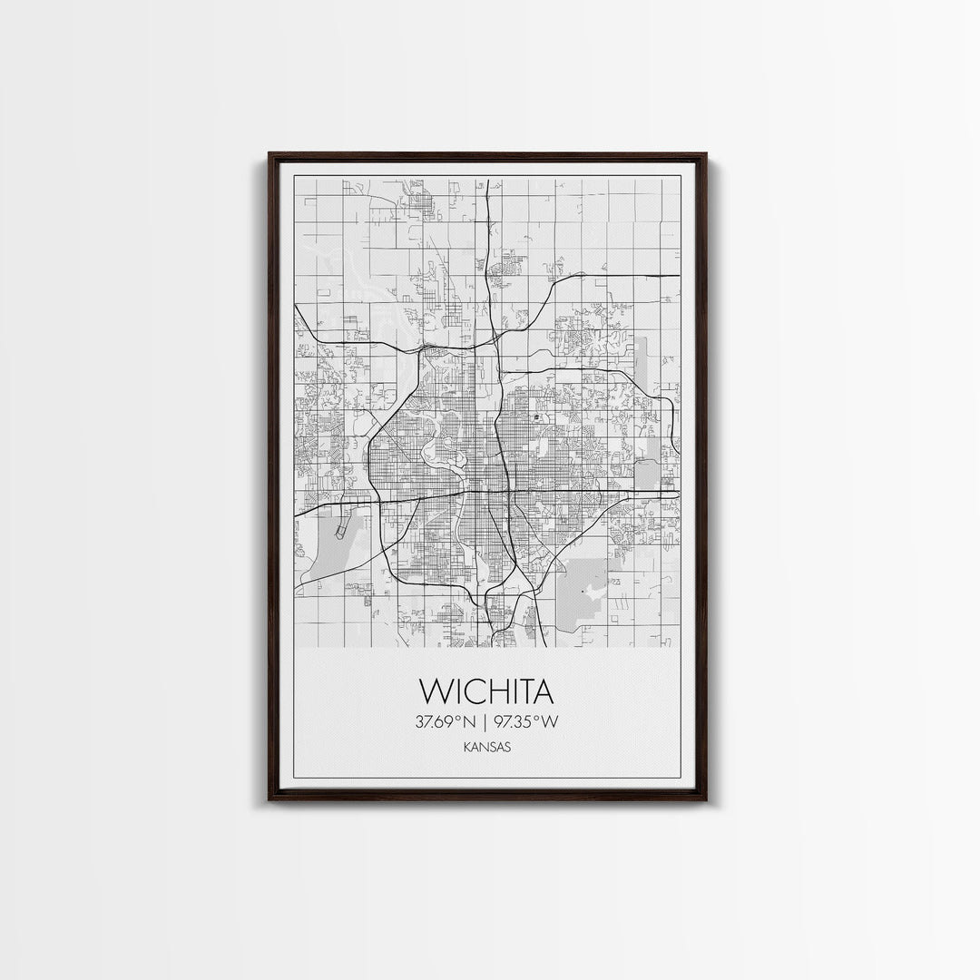 Wichita Street Map, Kansas Map, City Map Print, Minimalist Art, Wall Art, Canvas Print, Travel Wall Art, Gifts For Travelers, Canvas Art