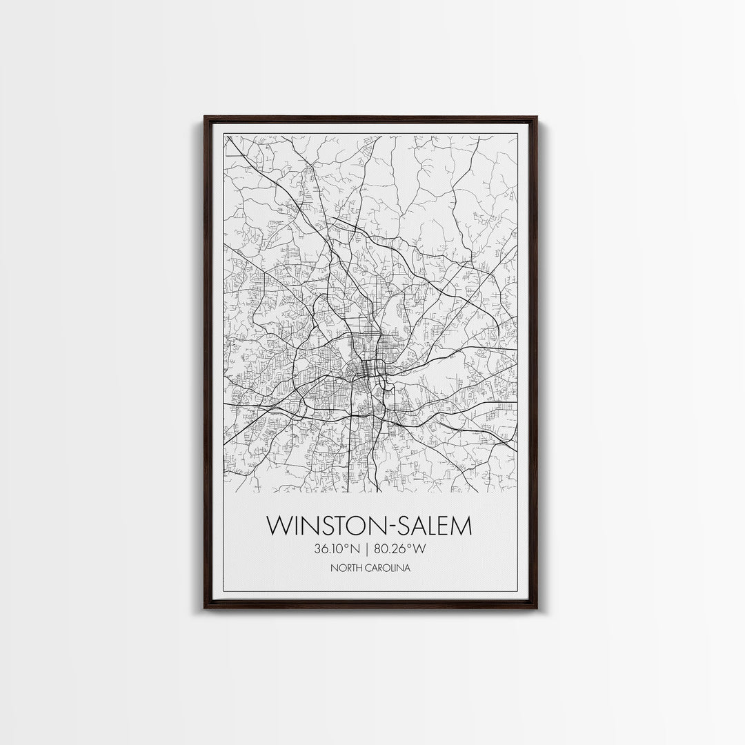 Winston Salem Street Map, North Carolina Map, City Map Print, Minimalist Art, Wall Art, Canvas Print, Modern Wall Art, Adventure Gifts