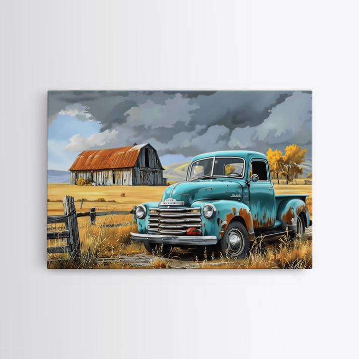 The Old Truck, Farmhouse Decor, Rusty Vintage Truck Painting, Southwestern Boho Minimalist Decor, Country Art, Living Room Wall Art